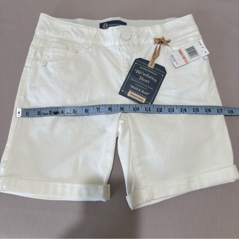 Democracy Ab solution Jean Denim Bermuda Shorts Size 2-White-NWT $64.00 - Picture 4 of 7